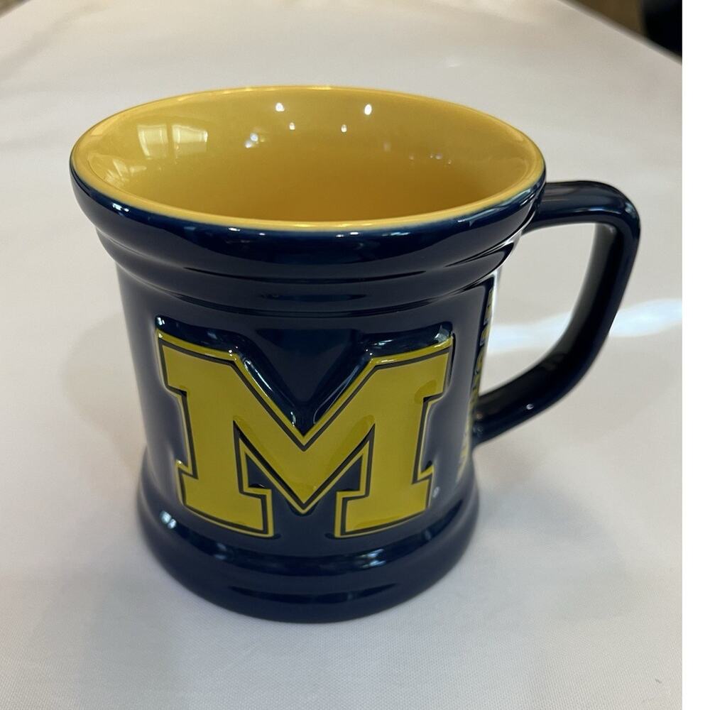 Michigan Wolverines Blue Yellow Ceramic Coffee Mug Officially Licensed